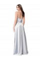 línea A Halter Satén sedoso Largo Formales Vestidos de dama de honor / Vestidos de noche Outlet