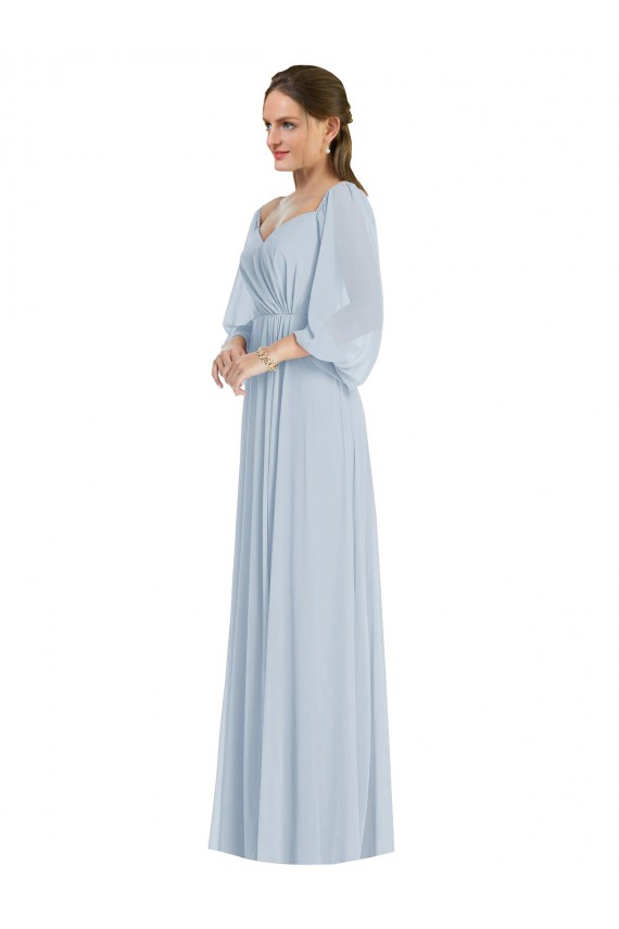 línea A Hombros Descubiertos Gasa Largo Formales Vestidos de dama de honor / Vestidos de noche Outlet