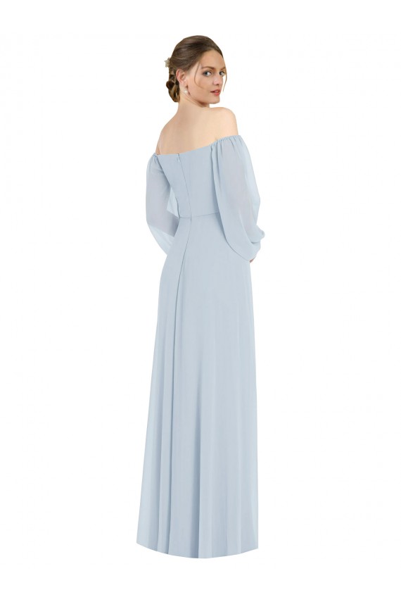 línea A Hombros Descubiertos Gasa Largo Formales Vestidos de dama de honor / Vestidos de noche Outlet
