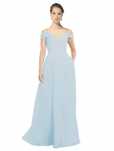 línea A Hombros Descubiertos Gasa Largo Vestidos de dama de honor Outlet