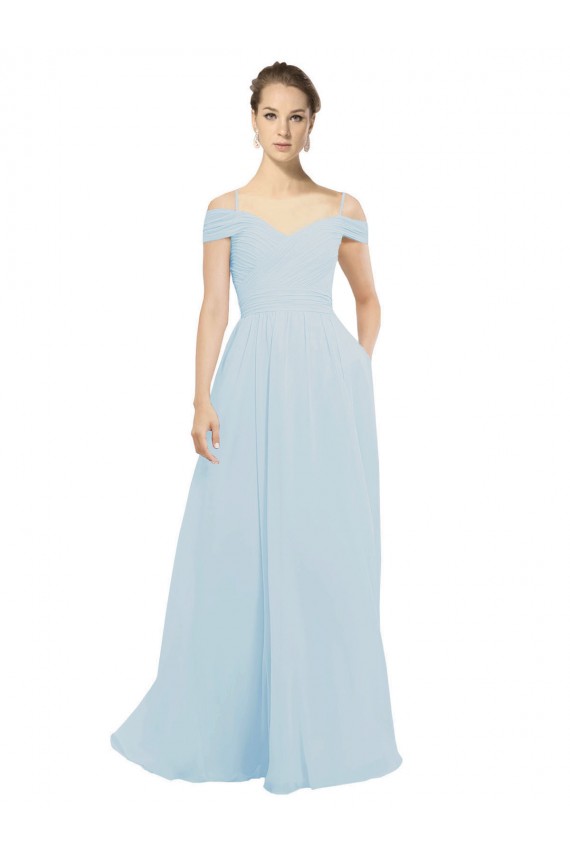línea A Hombros Descubiertos Gasa Largo Vestidos de dama de honor Outlet