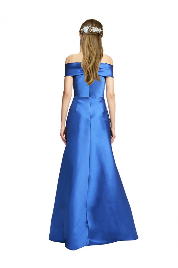 línea A Hombros Descubiertos Satén Largo Formales Vestidos de dama de honor / Vestidos de fiesta Outlet