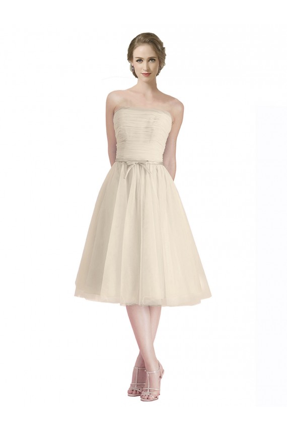 línea A Sin tirantes Cóctel Tul Corto Vestidos de dama de honor / Vestidos de cóctel / Vestidos para homecoming Outlet