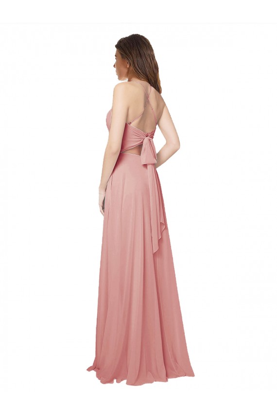 línea A Sin tirantes Gasa Largo Vestidos de dama de honor Outlet